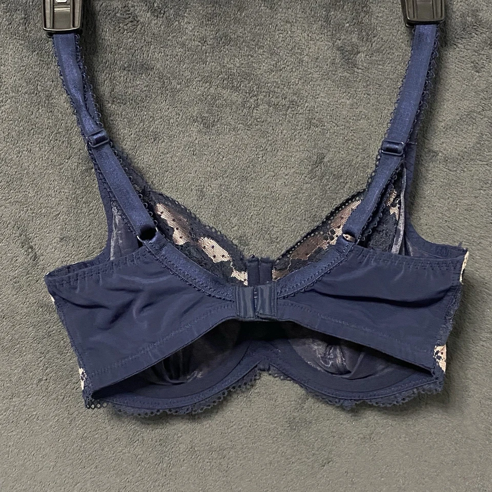 Sujetador Panache Clara 7255 Mujer 32F Rosa Azul Floral Encaje Balcón Con Aros Foto 2 de 4