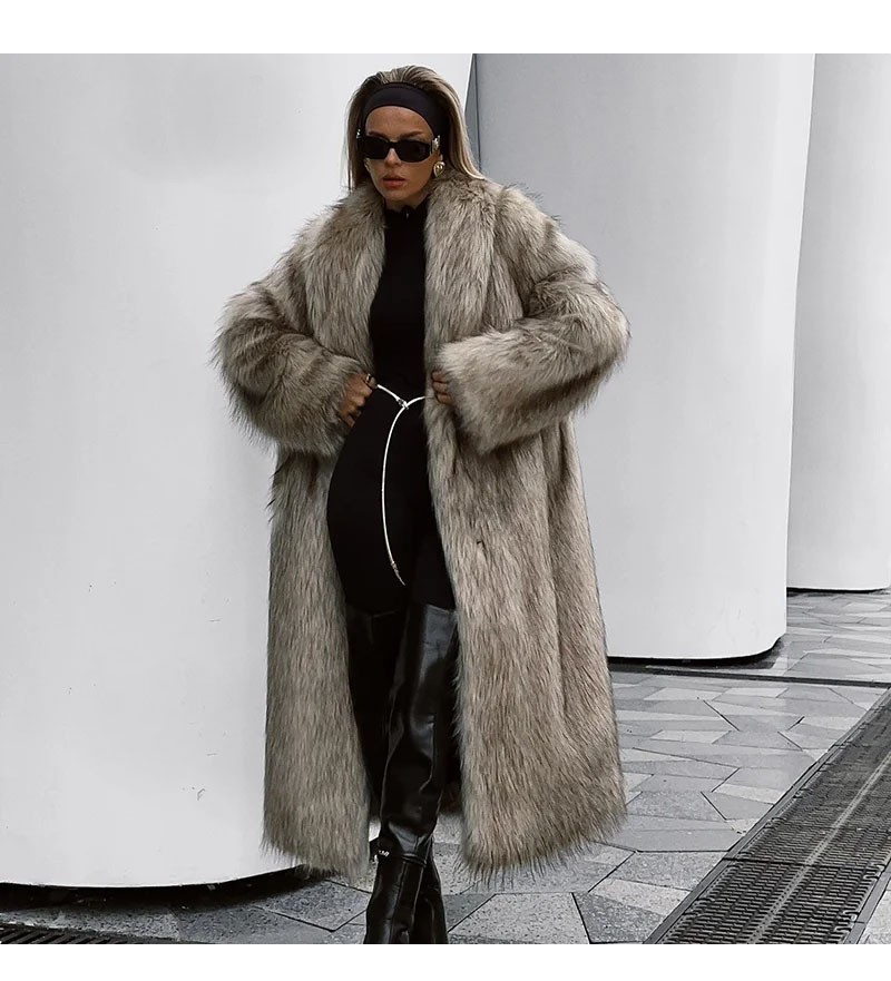 Winter Imitation Fox Fur Coat Long Loose Eco-friendly Hair