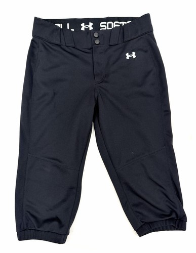 Under Armour Mädchen Softball Baseball Hose Größe Medium schwarz Gummizug unten Druckknopf - Bild 1 von 5