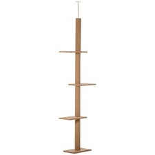 PawHut 260cm Cat Tree Floor To Ceiling Adjustable Height, Light Brown