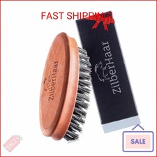 ZilberHaar Pocket Mustache and Beard Brush - Stiff Boar Bristles Small Brush - P