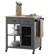 Rolling Kitchen Cart with Wood Top