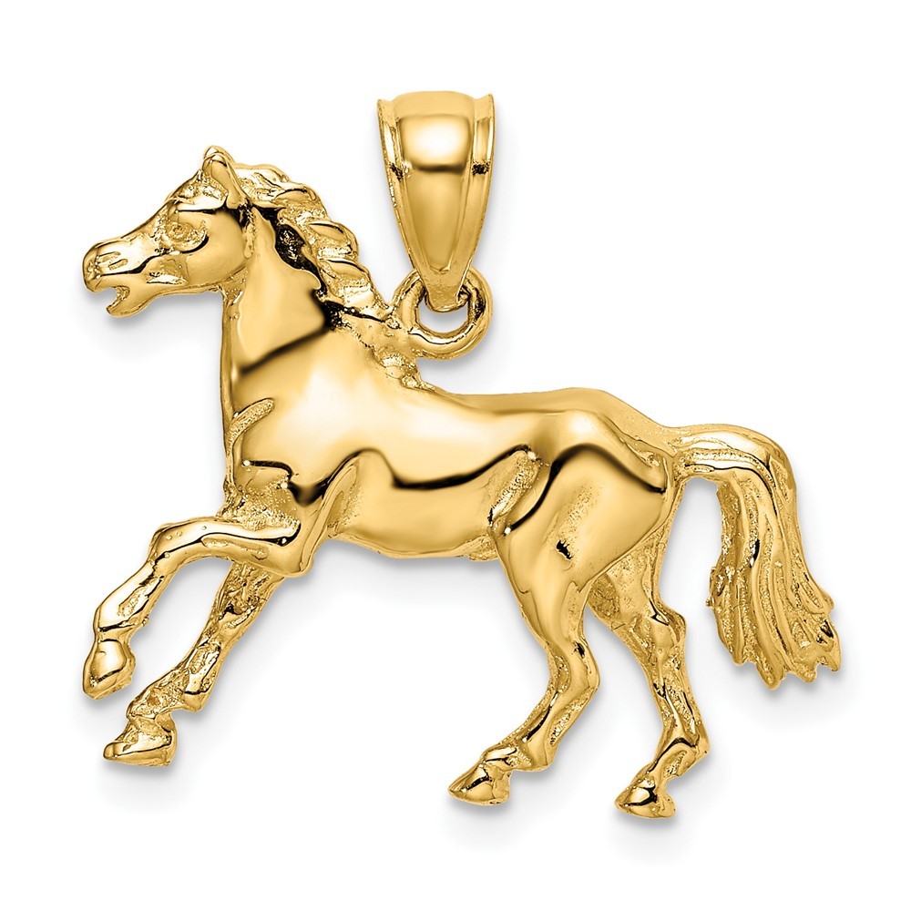 10K Yellow Gold 3-D Horse Charm Pendant L-26.25 mm, W-26.55 mm 3.93gm