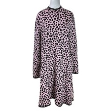 Ann Taylor Pink and Black Animal Print Jacquard Sweater Dress Size XL NWT
