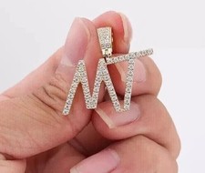 2 Ct Round Cut Simulated Diamond Custom Letter Pendant In 14K Yellow Gold Plated