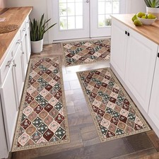 Floral Kitchen Rugs Sets of 3 Non Slip Kitchen Rugs and Mats Washable Farmhou...