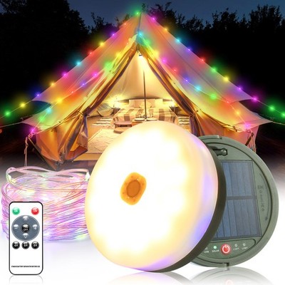 Solar Camping Lichterkette Aufrollbar,Wasserdichte Tragbare LED Lichterkette 10m