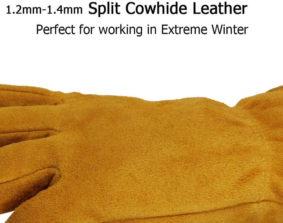 Work Gloves Winter Insulated Snow Cold Proof Leather Glove Thick