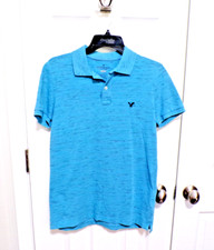 American Eagle Core Flex Classic Fit Short Sleeve Polo Shirt Blue Men s Size S