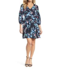 Eliza J Balloon Sleeve Fit & Flare Dress (size 10P)  #