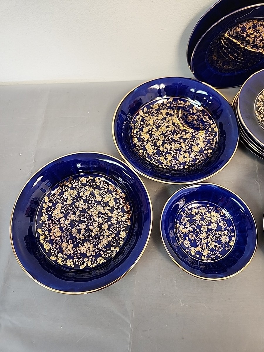 20 PCS American Limoges Royal Mazarine COBALT BLUE Plates & Bowls