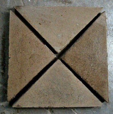 Antique Victorian Hall Floor Tile Taupe Dark Stone Triangle 6 X4