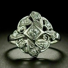 2.25Ct Art Deco Style Round Lab Created Diamond Wedding 14k White Gold FN Ring