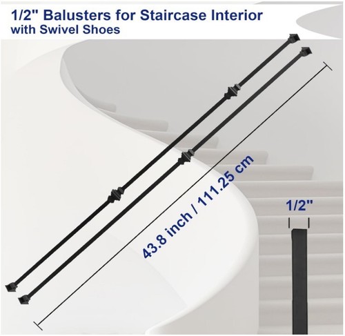 Paquete de 10 balaustres de hierro huecos de doble/único nudillo husillos de escalera de 1/2" de metal - Imagen 2 de 4