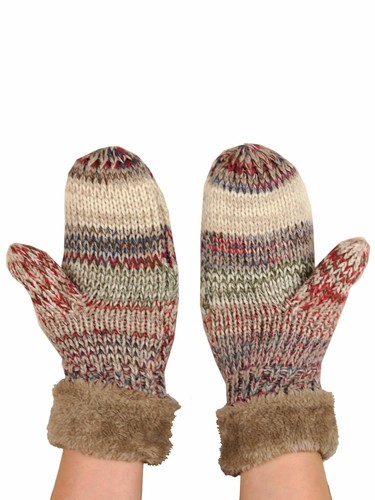 C.C Unisex Winter Warm Knit Soft Inner Fuzzy Lined Anti-Slip Cuff Mittens Gloves - Picture 9 of 111