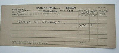 BR Eisenbahn Lok Reparatur Gutachten 45287 Stanier Class 5MT 4-6-0 Bescot 1962