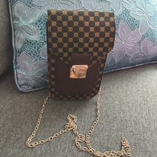 Crossbody Bag Shoulder Pouch Cell Phone Purse Wallet Handbag Coffee w/Chain