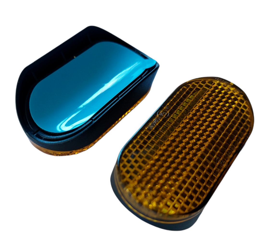 Pair Front Fork Reflectors Amber Self Adhesive Curved Design