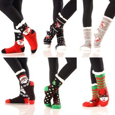 Random 3 Pairs LOT Christmas Fuzzy Fleece SHERPA LINED THERMAL ANTI SLIP SLIPPER