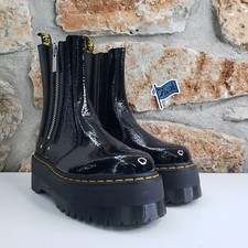 Stivali Chelsea Dr. Martens MAX Quad in pelle verniciata plateau taglia 9 neri Buttero