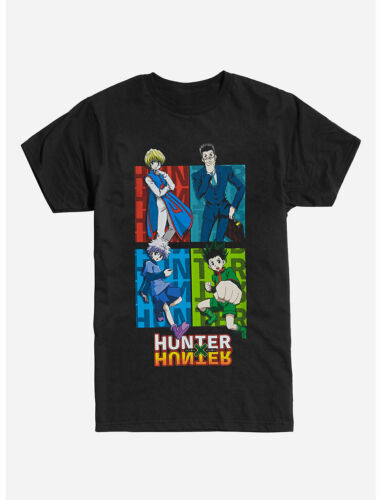 Hunter X Hunter in Kanji Characters with Gon, Killua, Kurapika and Leorio  Mens and Womens Short Sleeve T-Shirt (Black, S-XXL)