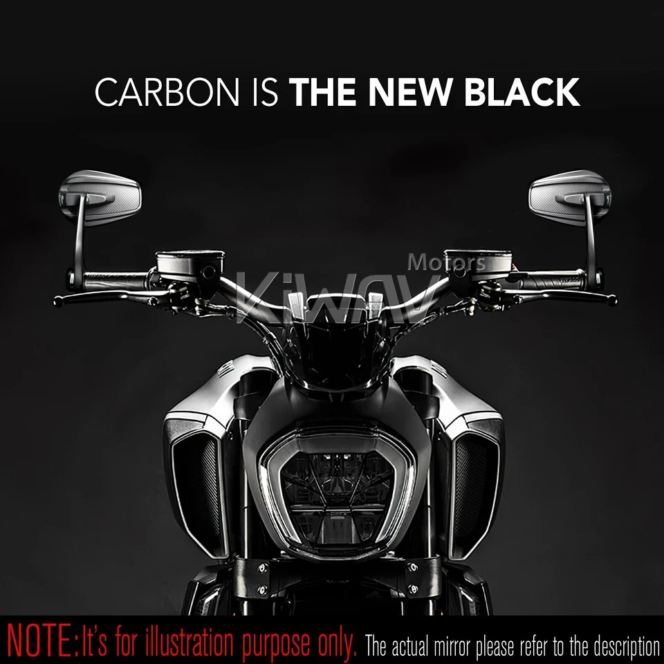 Espejos retrovisores de extremo de barra hueca tapa pesada delgada mate fibra de carbono ID 14-20mm se adapta a Honda Foto 4 de 4