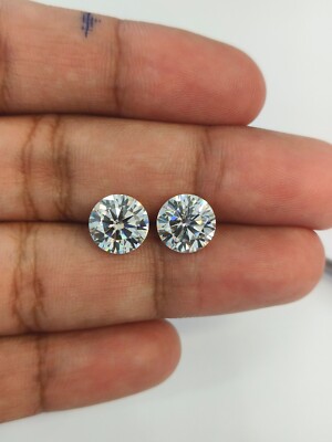 4.90 Cts A EXCELLENT VS 1 9mm MOSSANITE PAIR WITH GLOWING LUSTER !