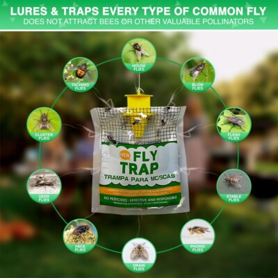 NEW 10 pack Outdoor Fly Traps - Disposable, Hanging Outdoor USA FAST SHIP