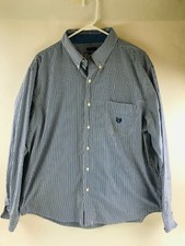 Chaps Shirt Men's Size XL Blue White Striped Long Sleeve w/ Pocket Button Down