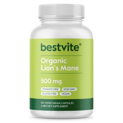 Lion's Mane (Organic) 500mg-Made in USA-Vegan-No Stearates