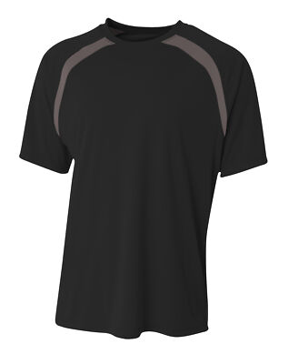 A4 Mens 4oz. Micro Poly Spartan Short Sleeves Color Block Crew N3001 S-3XL