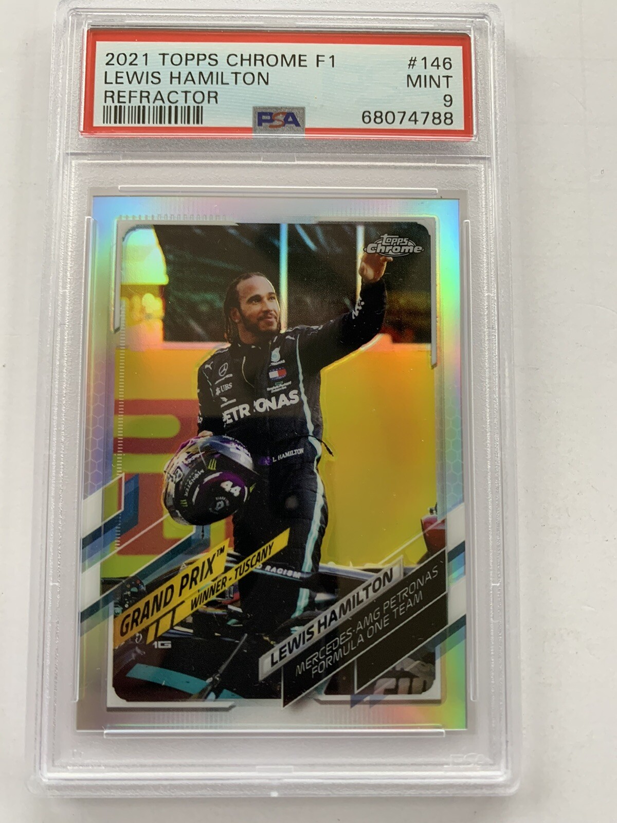 2021 Lewis Hamilton Topps Chrome Formula 1 Refractor PSA 9