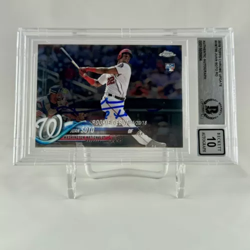 Juan Soto Signed Autographed 2018 Topps Chrome #HMT98 Rookie RC Beckett 10 Auto