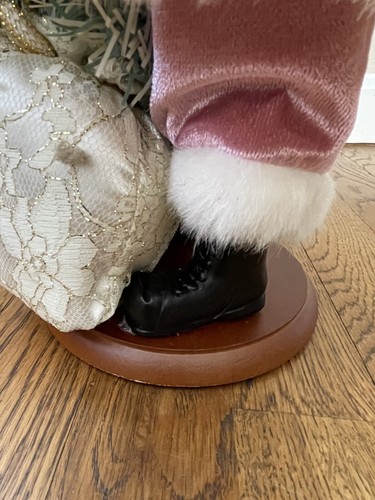 Vintage Unique Rose Pink Gold Chic Glam Christmas Santa Claus Figure 15” x 8” - Picture 7 of 16