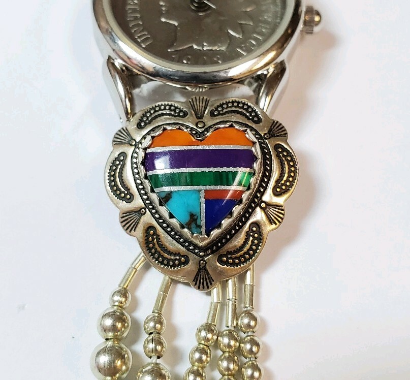 Vintage Gii Sterling Silver James B. Longacre Watch 
Requires Battery
Looks new Indian Head Penny Sterling Silver Turquoise Coral Heart  main image 2