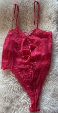 Vintage Victoria s Secret Gold Label Red Lace Teddy Size Small Bodysuit Lingerie