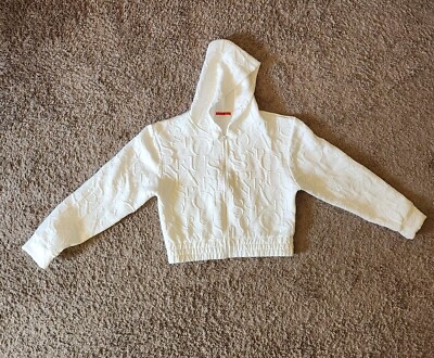Roma Concept by Rosee Girls Long Sleeve Full Zip White Hoodie Cropped size XL