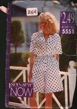 5551 Vintage Butterick Sewing Pattern Misses Loose Fitting Shirt Shorts See Sew