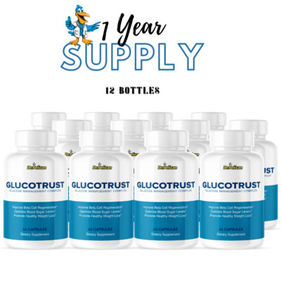 Glucotrust- Cardiovascular Health, Blood Pressure & Sugar Support- 12 Bottles 