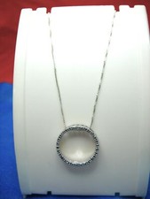 STERLING SILVER CIRCLE PENDANT WITH ACCENT DIAMONDS W/ 18" BOX LINK STER. CHAIN