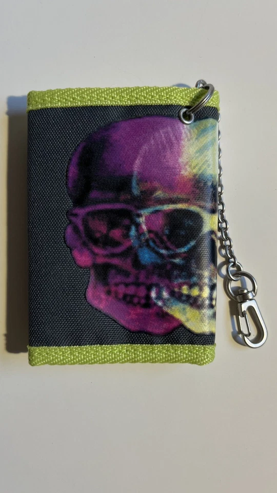 Cartera triple vintage Gap niños niños calaveras multicolores con cadena Foto 3 de 4