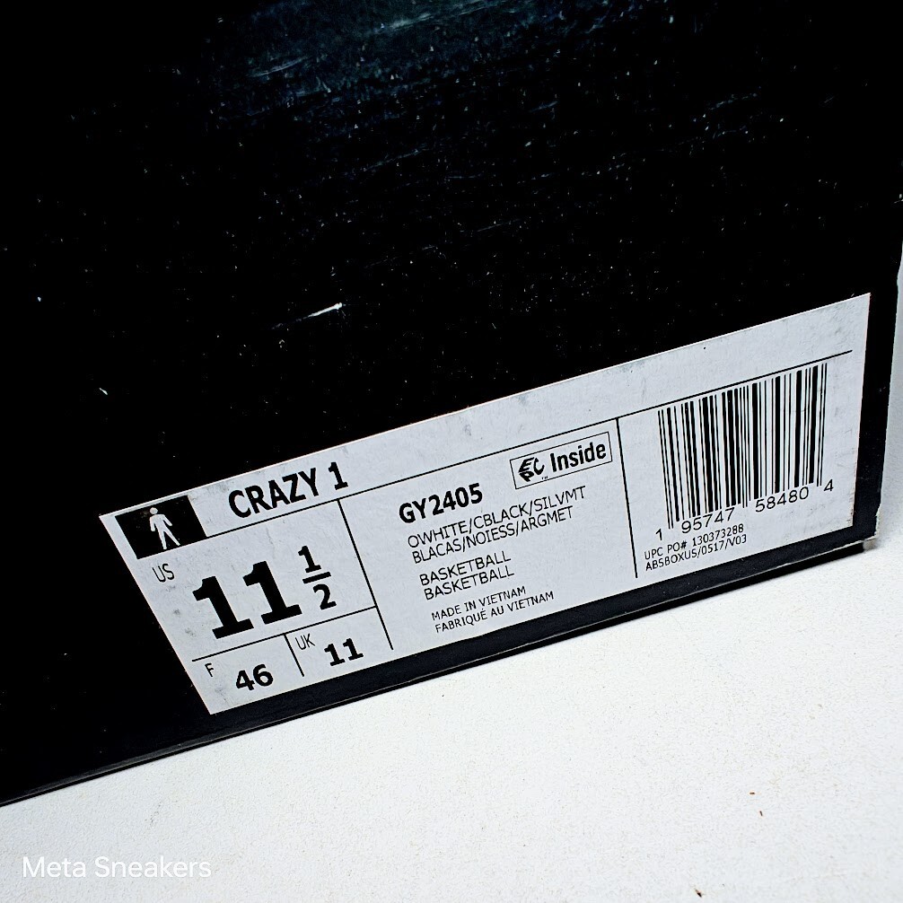 Adidas US 11.5 Men's Off White Black Silver Snakeskin Retro Crazy 1 - GY2405 NIB thumbnail 3