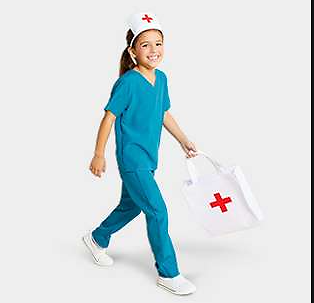 Kids' Nurse Halloween Costume Hyde and Eek Boutique Scrubs Size Medium (7-8)