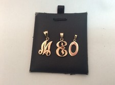 14k Yellow Real Solid Gold Large Etched Letter Initial Charms M E O Pendant