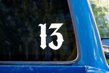 Number 13 vinyl sticker decal Lucky Unlucky car bumper
