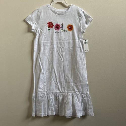 New Polo Ralph Lauren Big Girls Logo Jersey T Shirt Dress White Size L - Picture 1 of 4