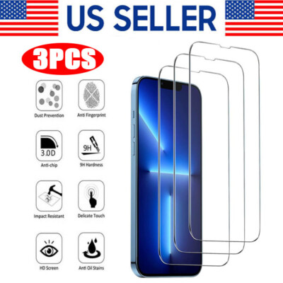 Tempered Glass Screen Protector Full Cover For iPhone 16 15 14 13 12 11 Pro lot