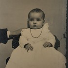 Antique Tintype Photo Beautiful Baby Infant Hidden Mother’s Hand ID Helen Lodge