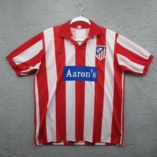 Atletico de Madrid Jersey Vintage Mens XL Striped Red White 2 Soccer Football
