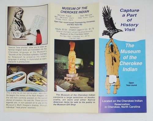 1990s Cherokee NC Museum of Indian Native American Vintage Travel Brochure - 第 3/4 張圖片